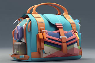 do 3d bag render, fashion bag animation, luggage bag and handbag model