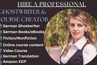 be your native german ghostwriter, ebook writer, fiction or non fiction book kdp