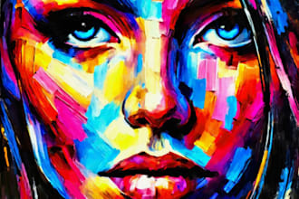draw digital painting art in abstract style from photos