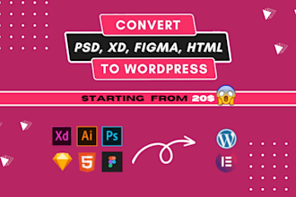 convert or clone figma PSD xd to wordpress website using elementor pro