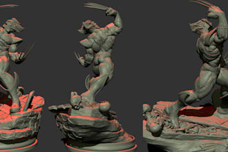 sculpt 2d to 3d character miniature sculpt, portrait dragon head bust model toy
