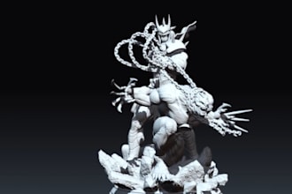 3d head, miniature, action figure, toy, zbrush for 3d  full body model print