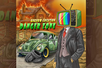 create surreal album cover illustration for music