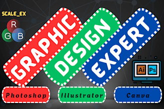 be your pro graphic designer and canva or photoshop or illustrator expert