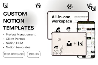 do custom notion template, notion workspace, notion expert, notion client portal