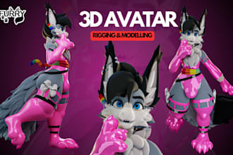 create a custom vrchat avatar, 3d furry model, vr character, fursona, nsfw model