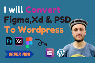 convert figma, xd, PSD  to wordpress using elementor