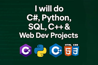 do c sharp, python, sql programming assignments and web development projects