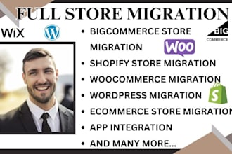 migrate bigcommerce store woocommerce store shopify store wix wordpress migratio