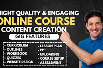online course content, curriculum, training manual, workbook on elearning site