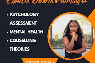 research and write on counselling, psychology assessment, and mental health