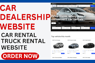 design car rental website, car rental, car dealership truck rental website