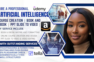 write artificial intelligence ebook, online course content, tella course video