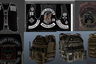 make custom fivem clothings, mc kuttes both patch, fivem eup biker vests, polic