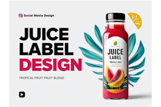 create a beautiful and unique juice label water bottle can label design