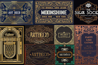 design modern luxury line art gatsby deco style logo retro vintage