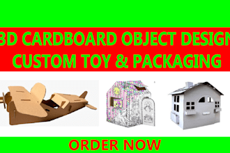 expert cardboard dieline and 3d cardboard object design custom toy and packaging