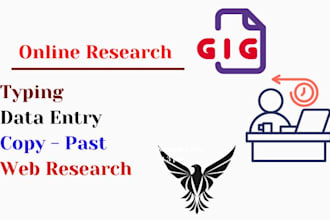 do web research, typing , copy