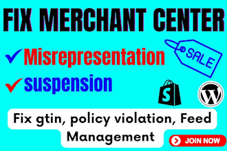 fix google merchant center suspension, misrepresentation