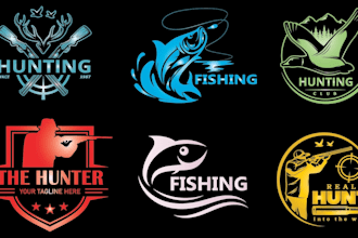 design best hunting logo, outdoor brand design, deer fishing and adventure