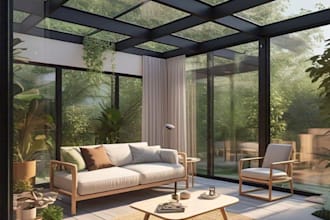 do 3d cgi sunroom , porch , deck ,timber frame ,patio design for city permit