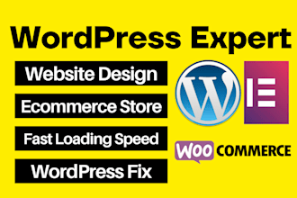 create responsive wordpress website, elementor landing page, ecommerce website