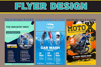 do racing car flyer, car flyer, trucking flyer, car wash flyer, motorcycle flyer