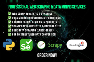 do python web scraping, with scrapy, selenium, bs4, puppeteer, octoparse, apify
