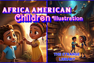 draw 3d african american children story book illustration kid story book cover