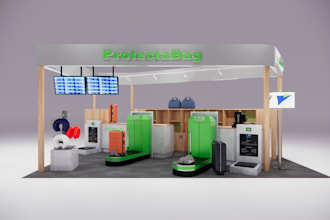design 3d trade show booth, exhibition stall, stand, kiosk