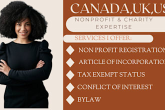 register canada non profit, UK charity ,US non profit, 501c3, coi,aoi ,bylaws