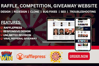 create a raffle website, giveaway website, competition raffle site on wordpress