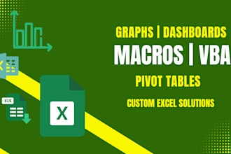 create excel graphs, dashboards, macro , pivot  table, vba
