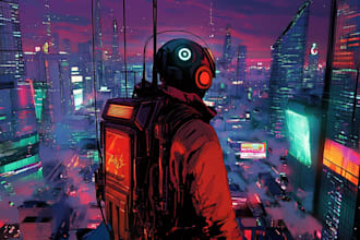 create cyberpunk city style art for any project