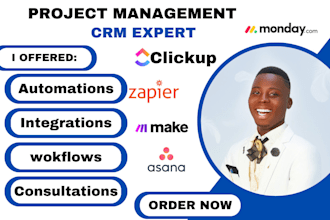 setup your project management on monday, clickup, asana, trello monday crm