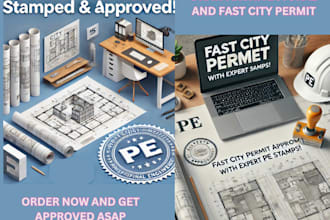 create blueprint designs with structural pe stamp and city permit seal