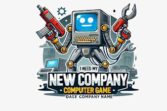 design robot computer game mascot logo with source file in 12 hours