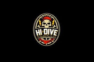 design skull and pirate dive bar logo