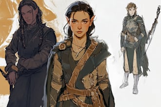 draw a character art, dnd, and game art, dnd party