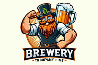 design outstanding brewery mascot logo with express deliver