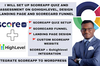 set up scoreapp quiz and assessment on gohighlevel, with landing page for lead