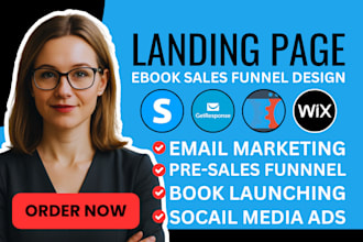 build result oriented ebook sales funnel landing page on clickfunnels or wix