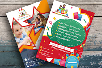 design eye catching educational posters flyer for kids daycare party summer camp