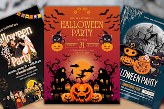design halloween flyer, social media post, halloween planner, coloring page