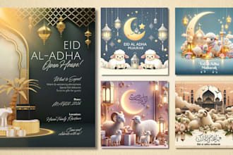 design modern eid ul adha posts, eid sale, reels and flyers