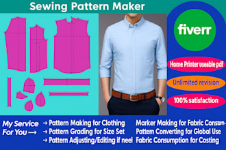 garment swing pattern maker with expert size grading