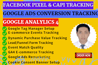 setup ga4, google ads conversion tracking, ga4 ecommerce tracking by GTM