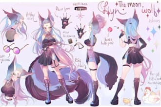 draw concept art reference sheet original character design for anime or vtuber