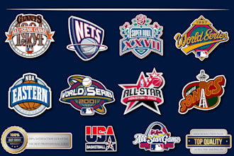 design custom nba, mlb, world series, all star, and parody logo with your name
