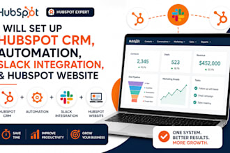 set up hubspot CRM, automation, slack integration, and hubspot website